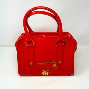 Ted Baker London Red Quilted Patent Handbag with Butterfly Lining